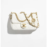 Chanel Lambskin gold White Small Flap Bag AS4012 B10669 10601