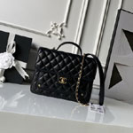 Chanel Backpack Shiny lambskin in black AS5704 B21436 94305
