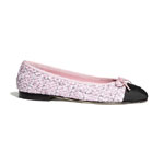 Chanel Tweed Grosgrain Pink Black Ballerinas G02819 Y53748 K2143