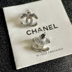 Chanel Swarovski Silver CC Logo Crystal Piercing Earrings J1612