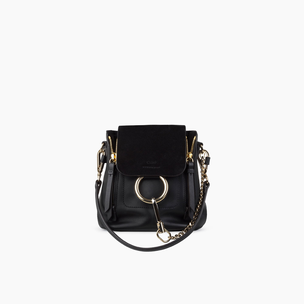 Chloe Mini Faye backpack in black smooth suede calfskin 3S1232-HEU-001