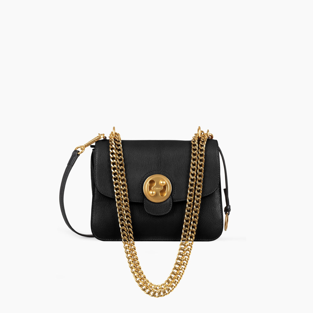 Chloe Medium Mily black shoulder bag with chain turn lock 3S1291-HEX-001