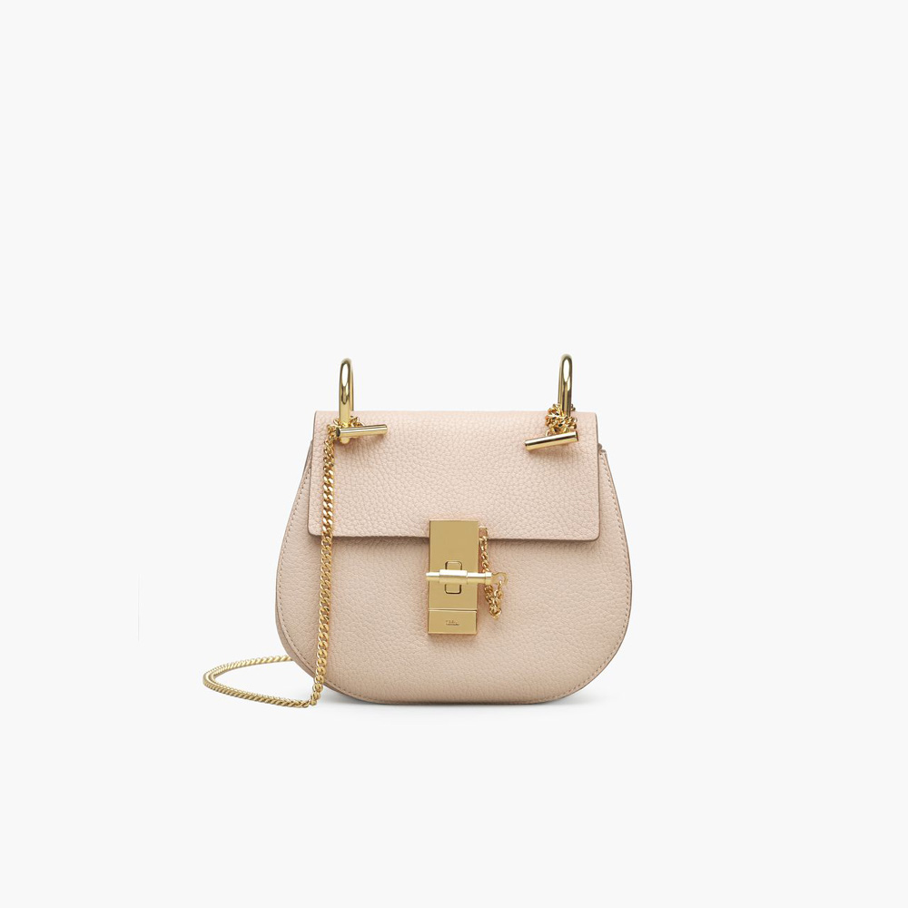 Chloe Mini Drew shoulder bag Small grain calfskin cement pink 3S1032-944-B59
