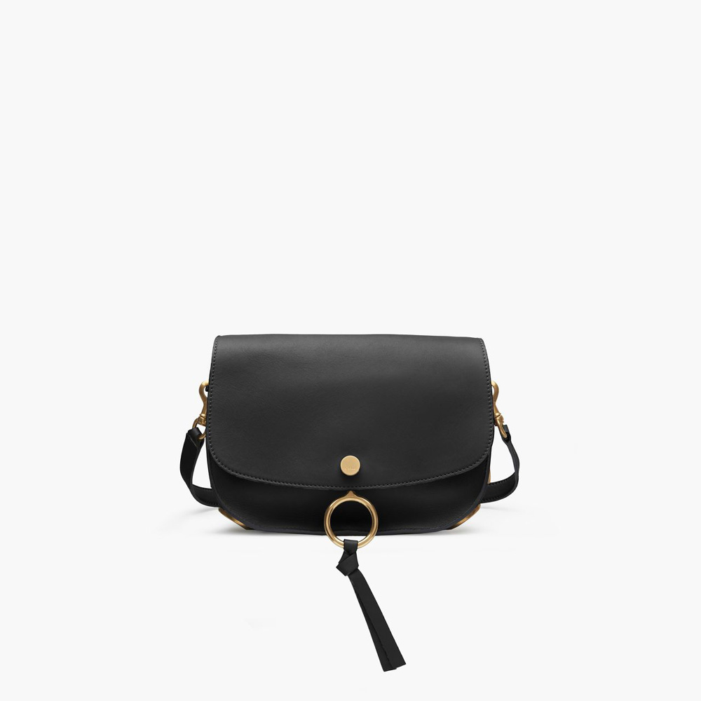 Chloe Kurtis shoulder bag Small grain smooth suede calfskin black 3S1238-HA6-001