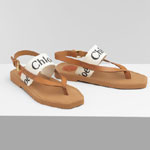 Chloe Woody Flat Sandal In Calfskin Canvas CHC20U32708101