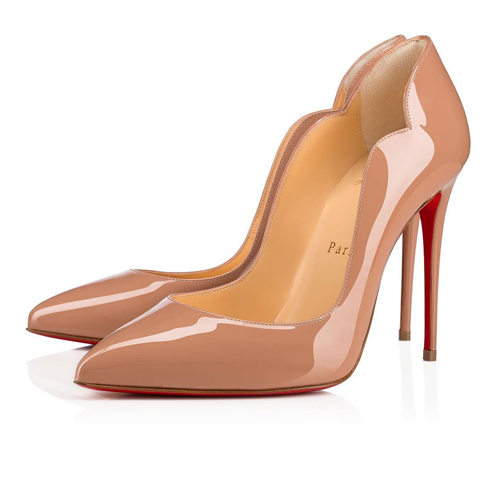 Christian Louboutin Hot Chick 100mm Nude Patent Pumps 1190911PK1A