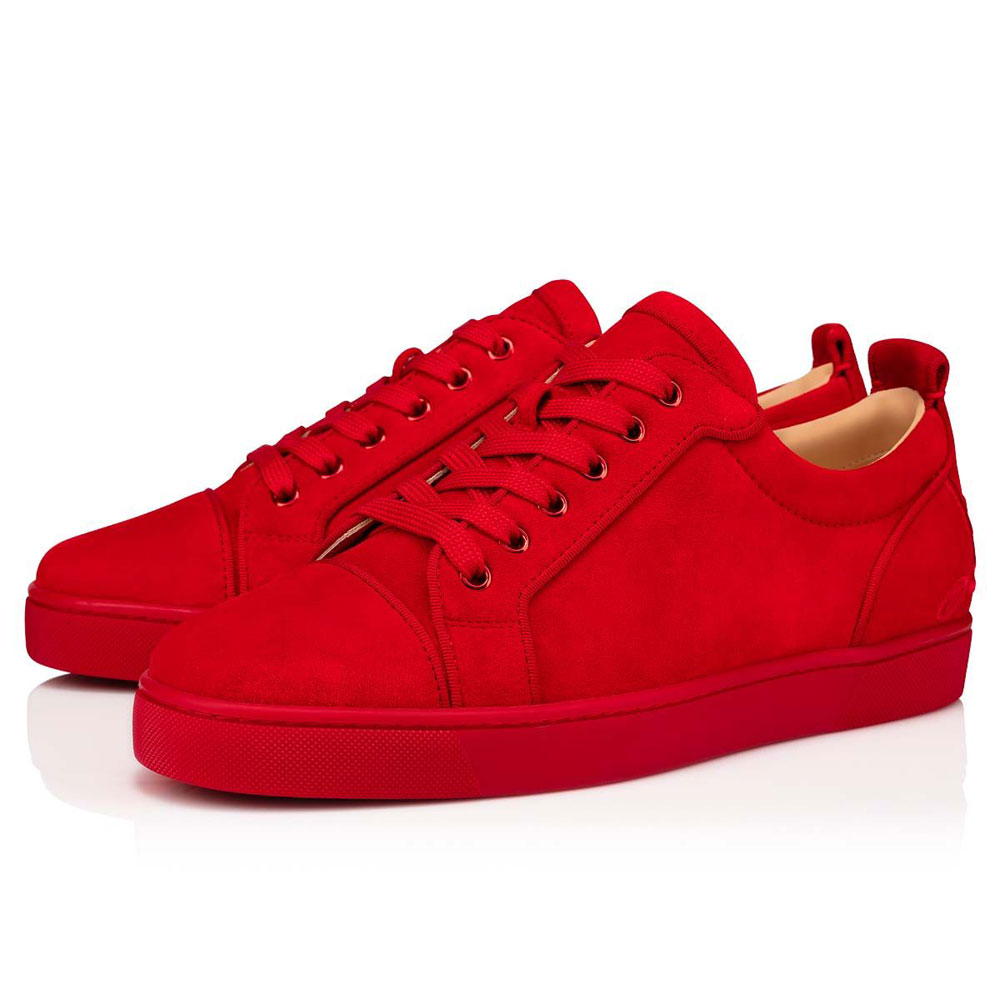 Christian Louboutin Fun Louis Junior Red Veau Velours Sneaker 1220230R251