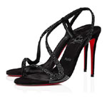Christian Louboutin Rosalie Strass 99mm Sandals Suede and strass Black 3221246B627