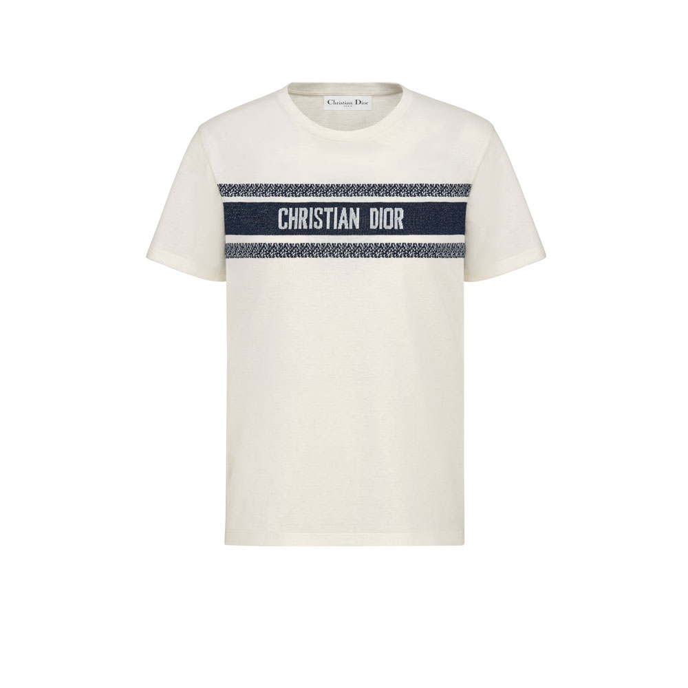 Dior T-Shirt White and Navy 143T04A4043 X0200