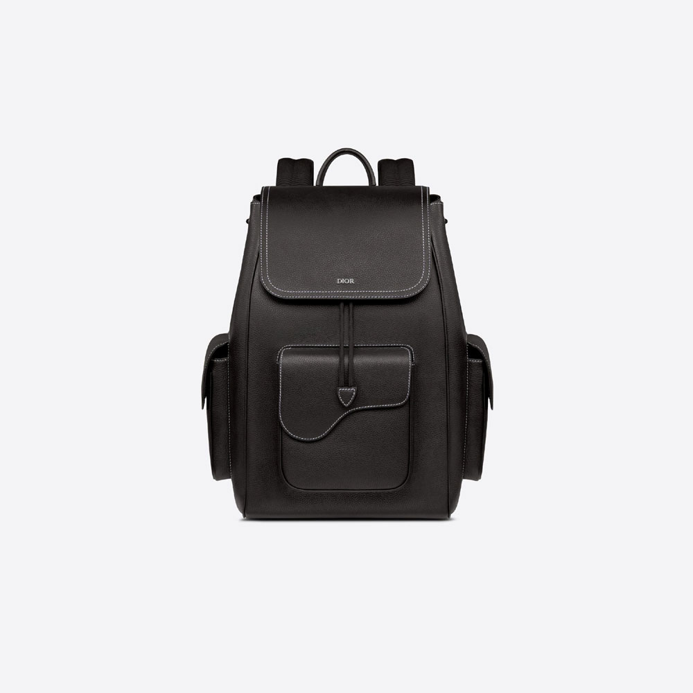 Dior Saddle Backpack Black Grained Calfskin 1ADBA161YKK H00N