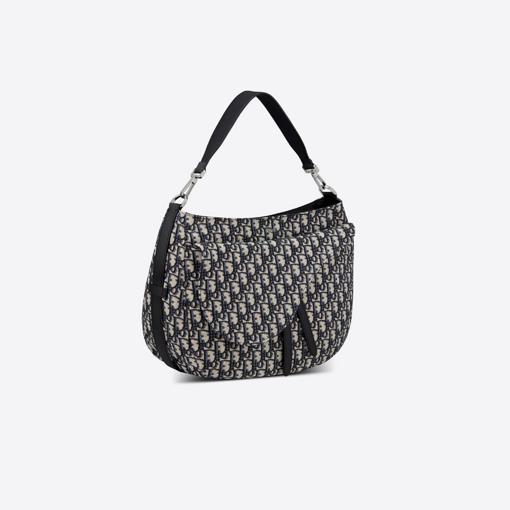 Saddle Soft Bag Beige And Black Dior Oblique Jacquard 1ADHO022YKY H05E - Photo-2