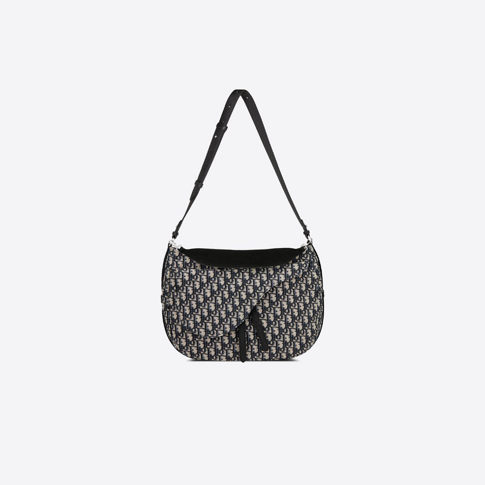 Saddle Soft Bag Beige And Black Dior Oblique Jacquard 1ADHO022YKY H05E - Photo-3