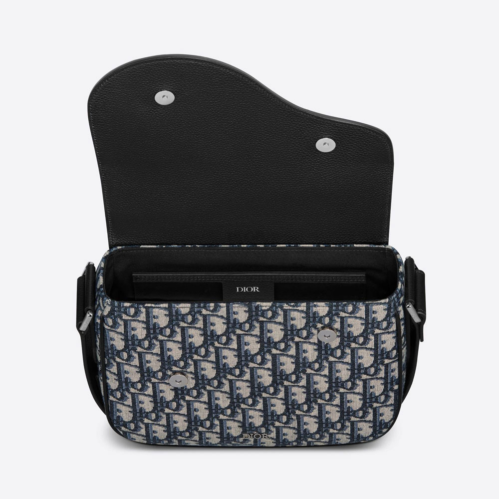 Mini Saddle Messenger Bag Dior Black Grained Calfskin 1ADME130YKS H27E - Photo-2