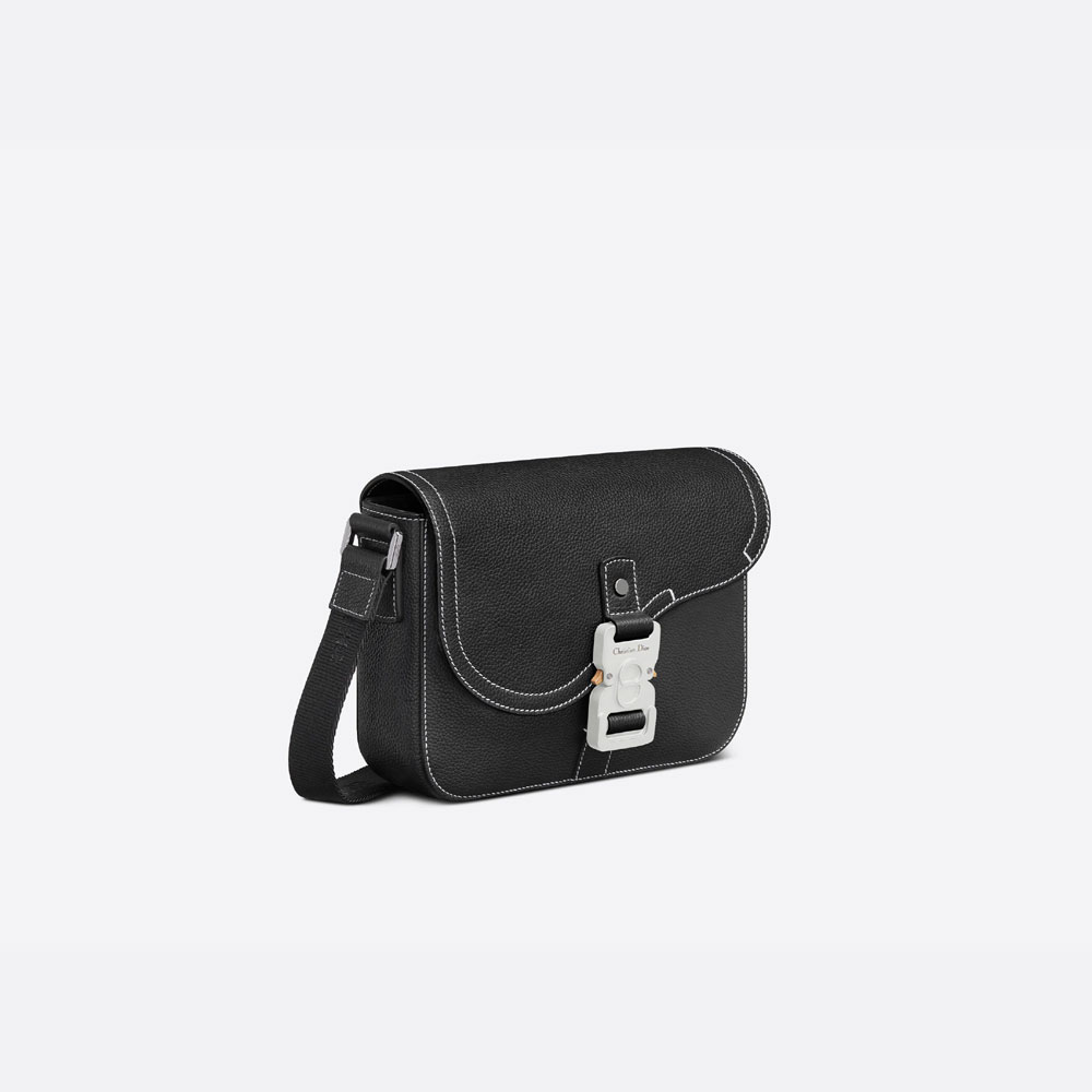 Dior Mini Saddle Bag with Strap Black Grained Calfskin 1ADPO049YKK H00N - Photo-2