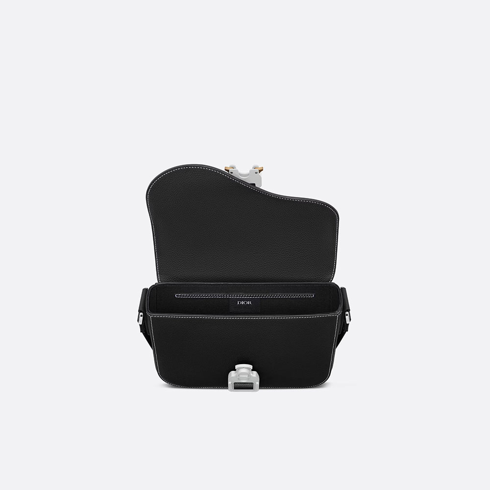 Dior Mini Saddle Bag with Strap Black Grained Calfskin 1ADPO049YKK H00N - Photo-3