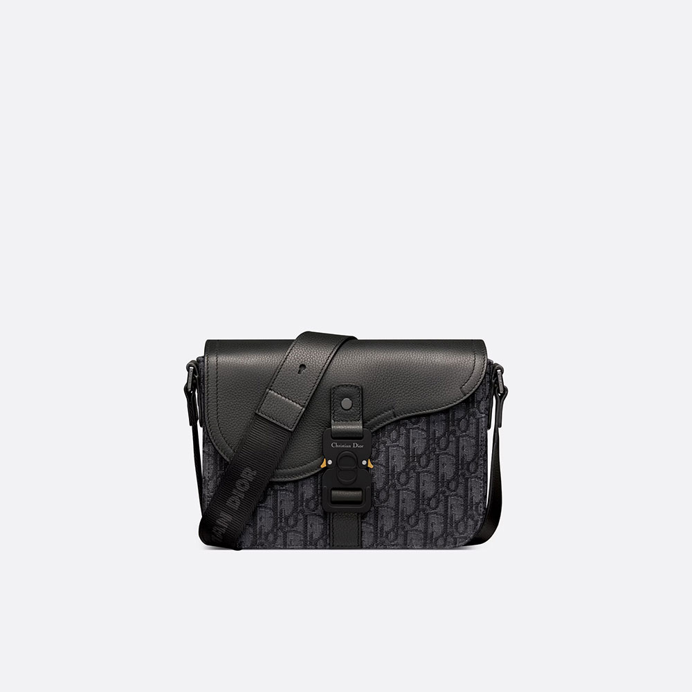 Mini Saddle Bag with Strap Black Dior Oblique Jacquard 1ADPO049YKS H00N