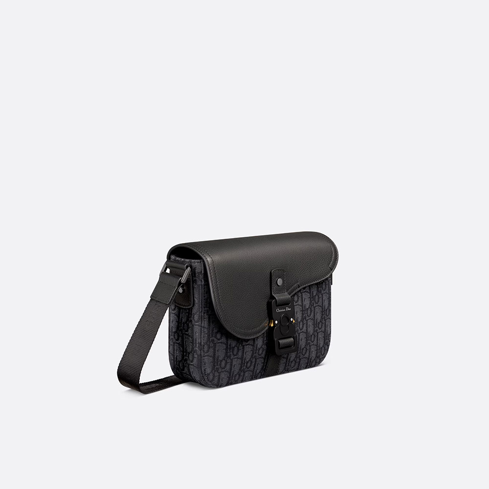 Mini Saddle Bag with Strap Black Dior Oblique Jacquard 1ADPO049YKS H00N - Photo-2