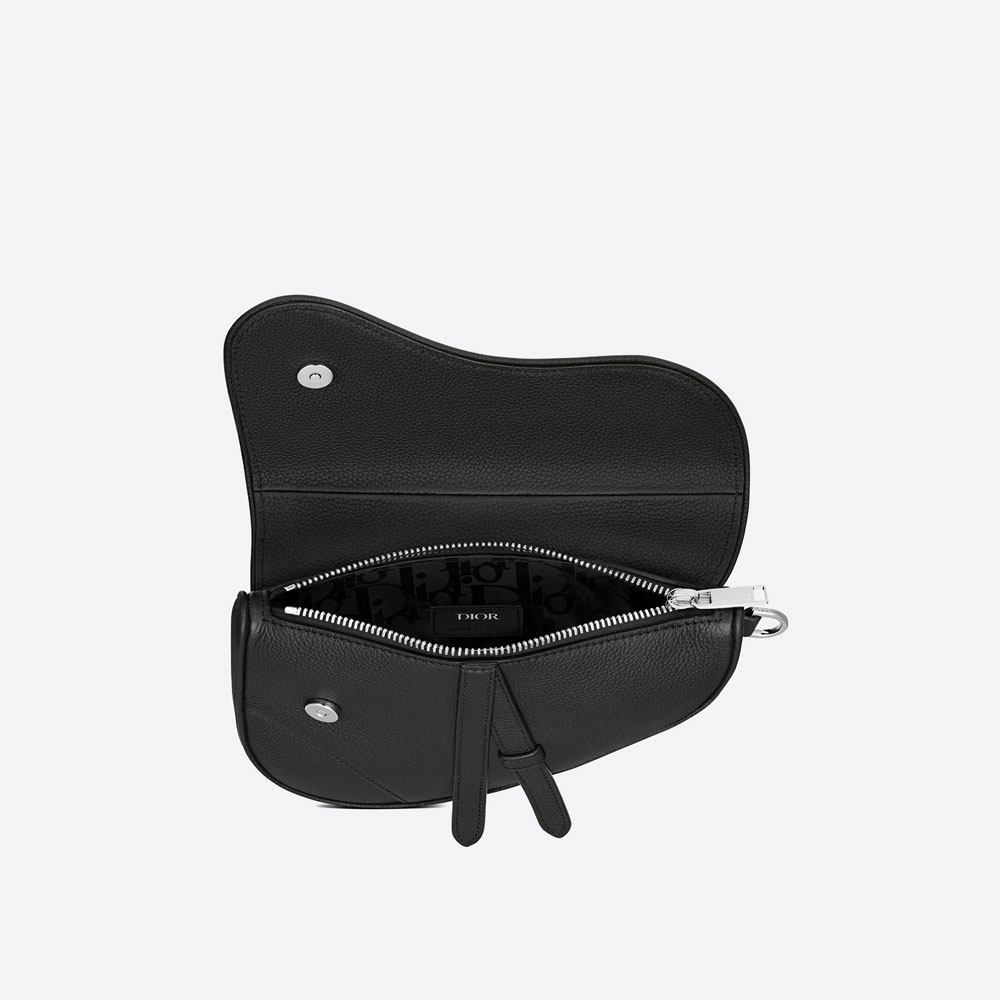 Dior Mini Saddle Bag Black Grained Calfskin 1ADPO191YMJ H00N - Photo-2