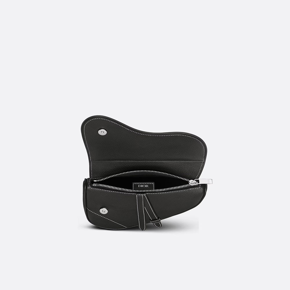 Dior Mini Saddle Bag Black Grained Calfskin 1ADPO248YKK H00N - Photo-3