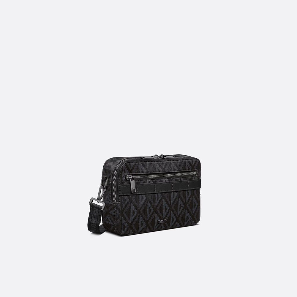Dior Safari Bag with Strap Black CD Diamond Canvas 1ESPO206CDP H43E - Photo-2