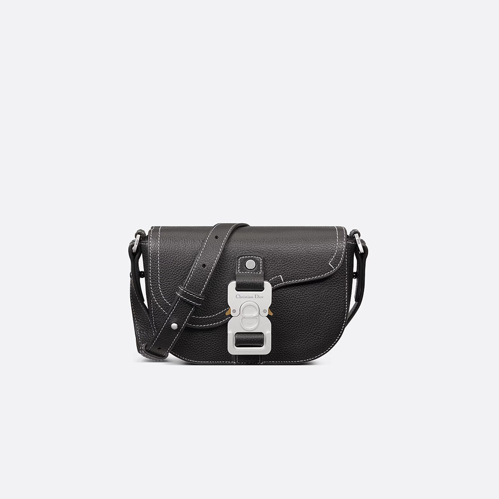 Dior Saddle Pouch with Strap Black Grained Calfskin 2ADCA435YKK H00N