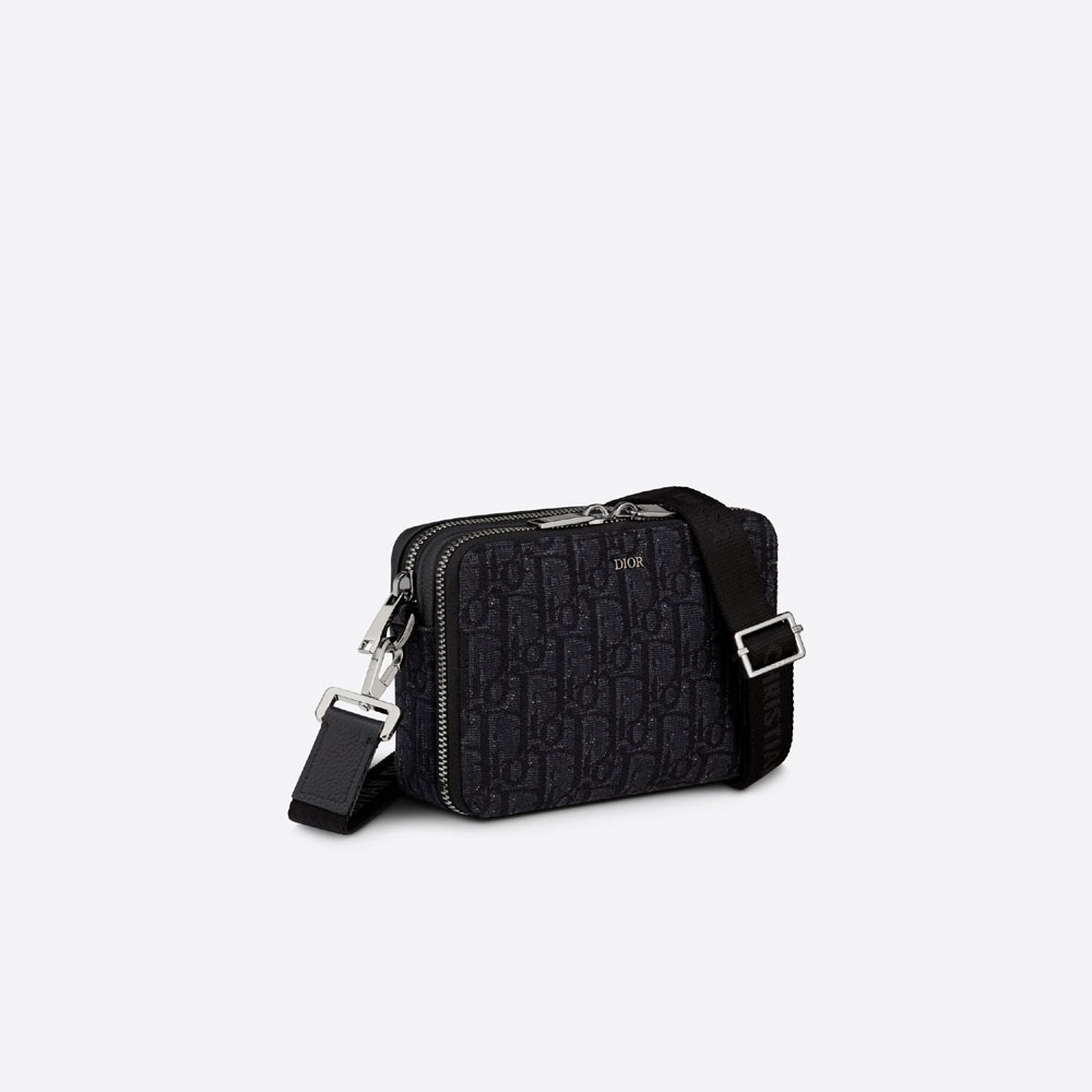 Pouch With Shoulder Strap Black Dior Oblique Jacquard 2OBBC119YSE H03E - Photo-2