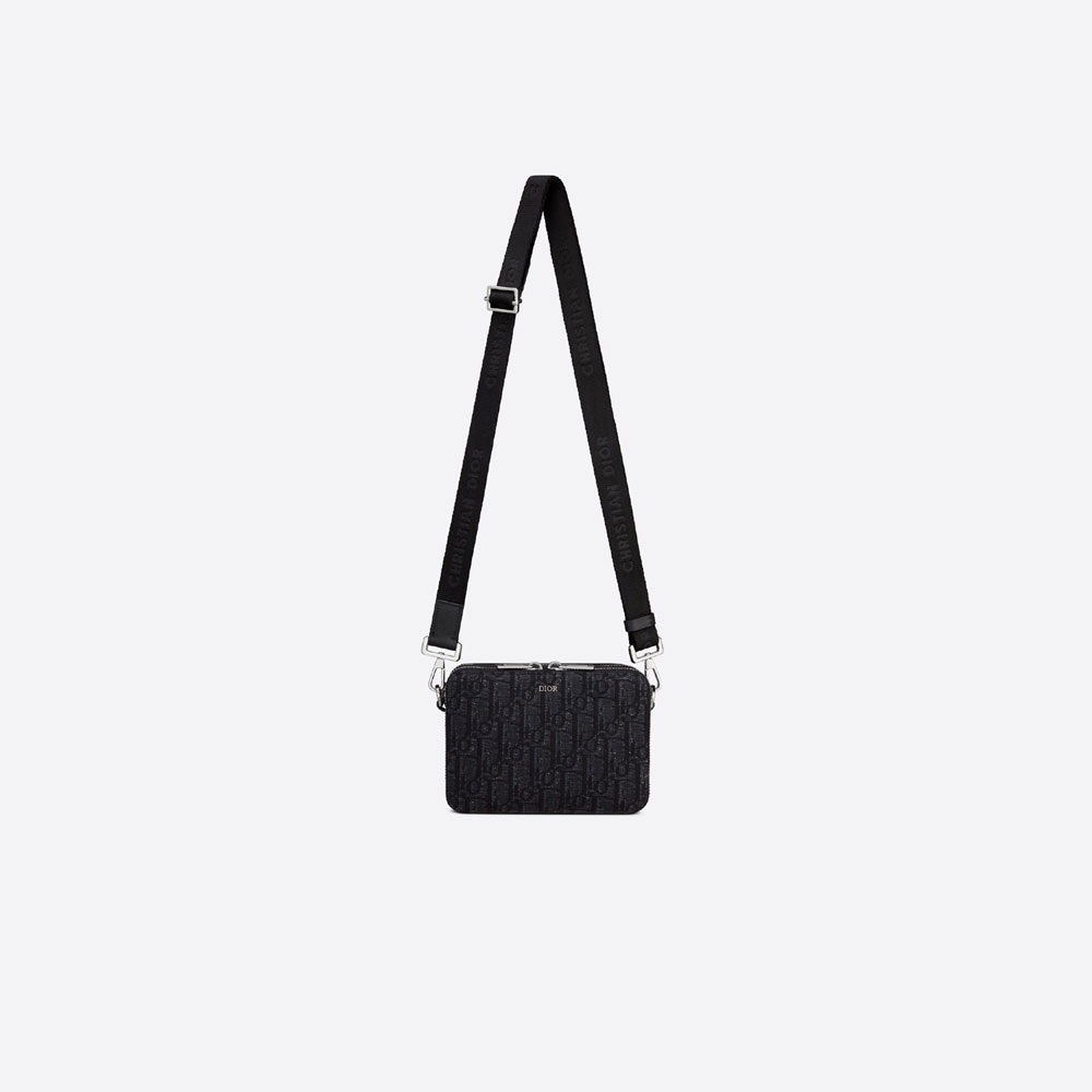 Pouch With Shoulder Strap Black Dior Oblique Jacquard 2OBBC119YSE H03E - Photo-3