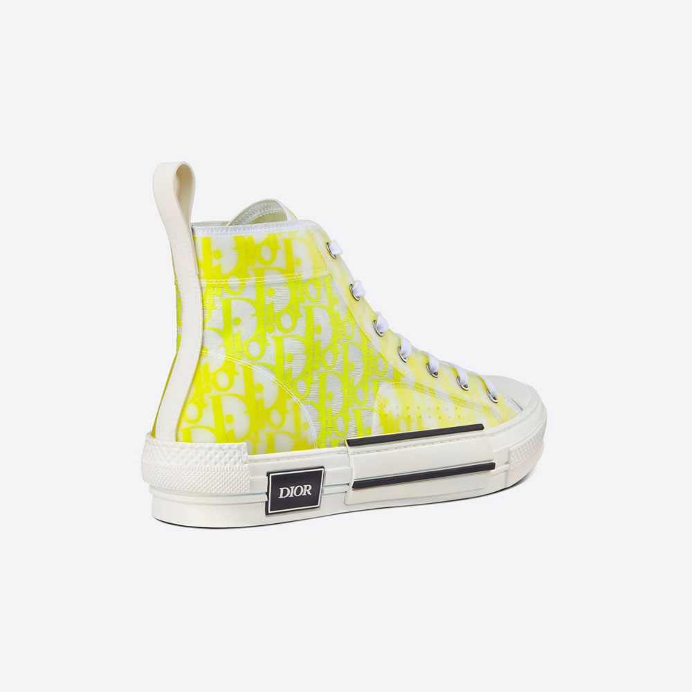 B23 High Top Sneaker White and Yellow Dior Oblique Canvas 3SH118YNT H160 - Photo-2