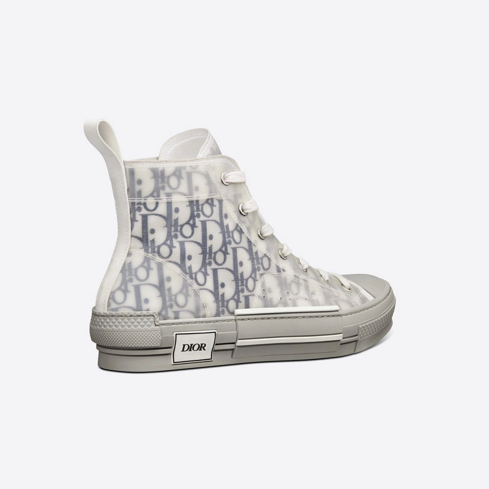 B23 High Top Sneaker White and Navy Blue Dior Oblique Canvas 3SH118YNT H568 - Photo-2