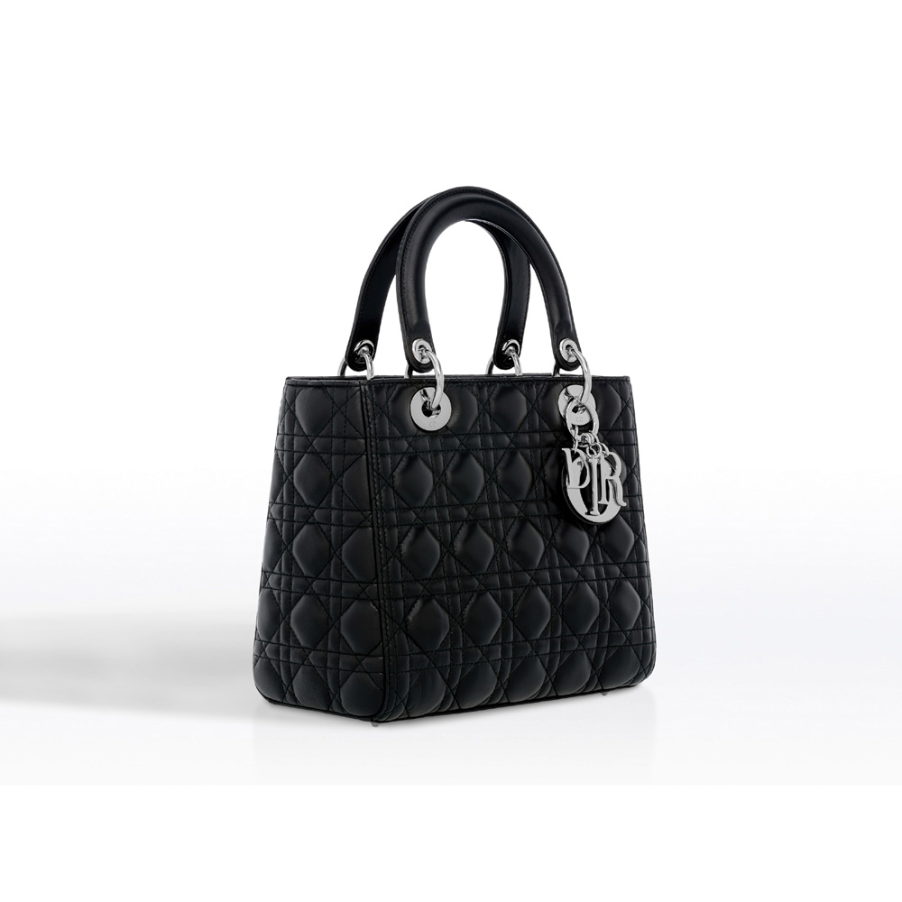 lady dior bag in black lambskin CAL44551 N0 - Photo-2