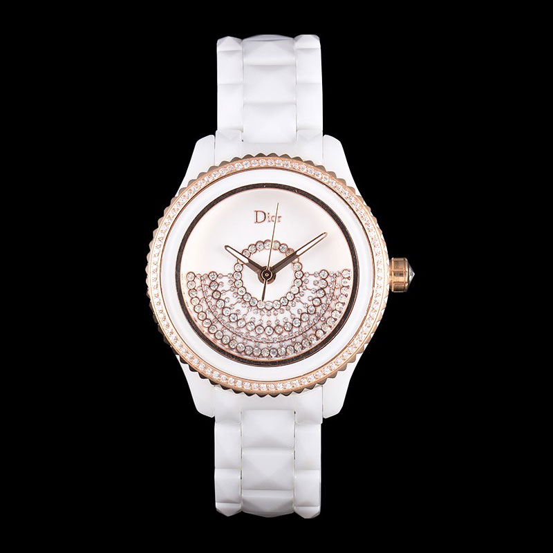 Dior VIII Grand Bal Rose Gold Bezel White Bracelet DIOR6164