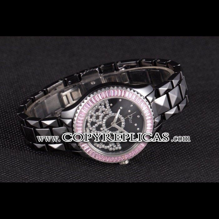 Christian Dior VIII Baguette Cut Pink Diamonds with Diamond Encrusted Dial DIOR6168 - Photo-2