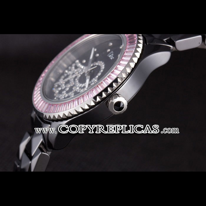 Christian Dior VIII Baguette Cut Pink Diamonds with Diamond Encrusted Dial DIOR6168 - Photo-3