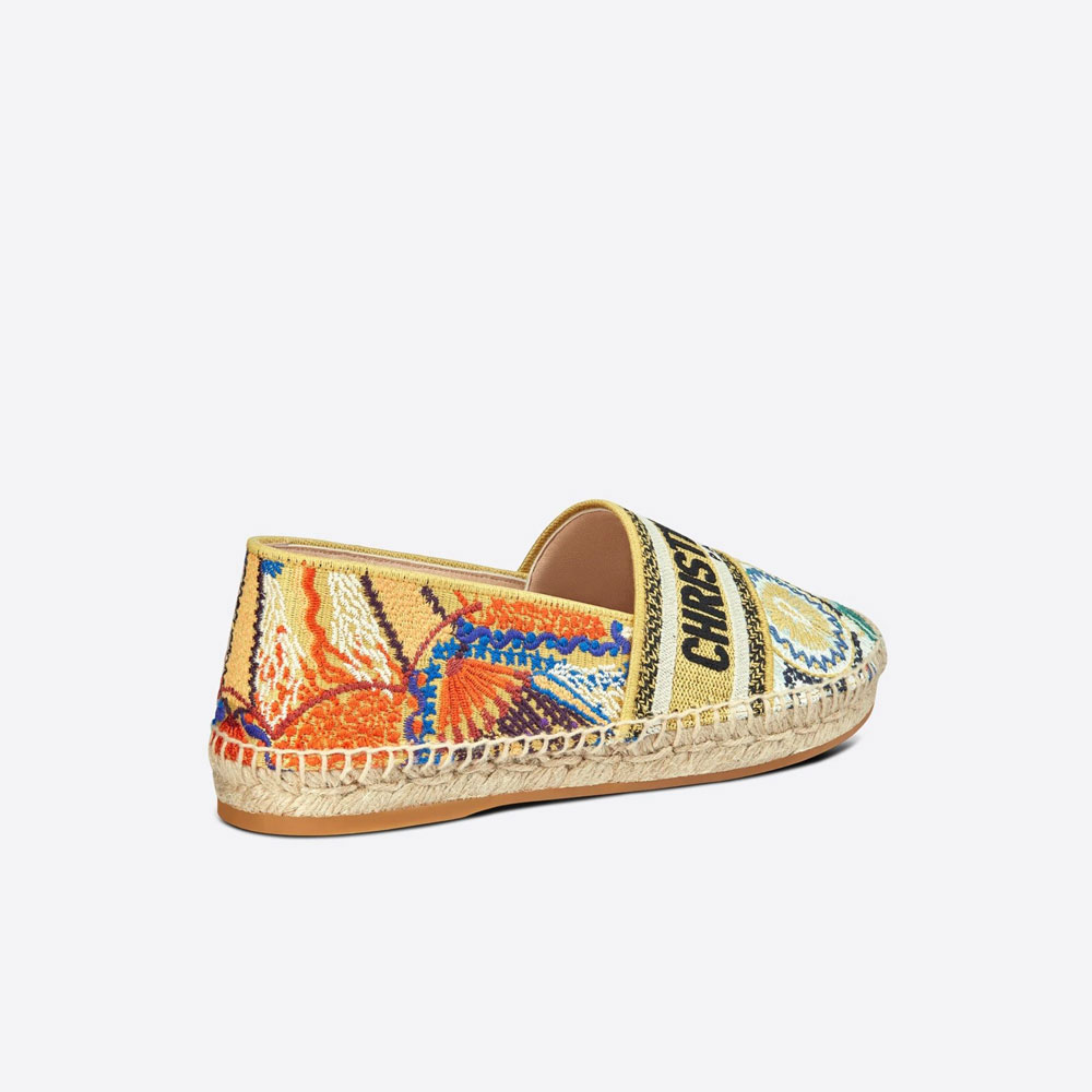 Dior Granville Espadrille Turquoise Embroidered Cotton KCB585LUE S26B - Photo-2