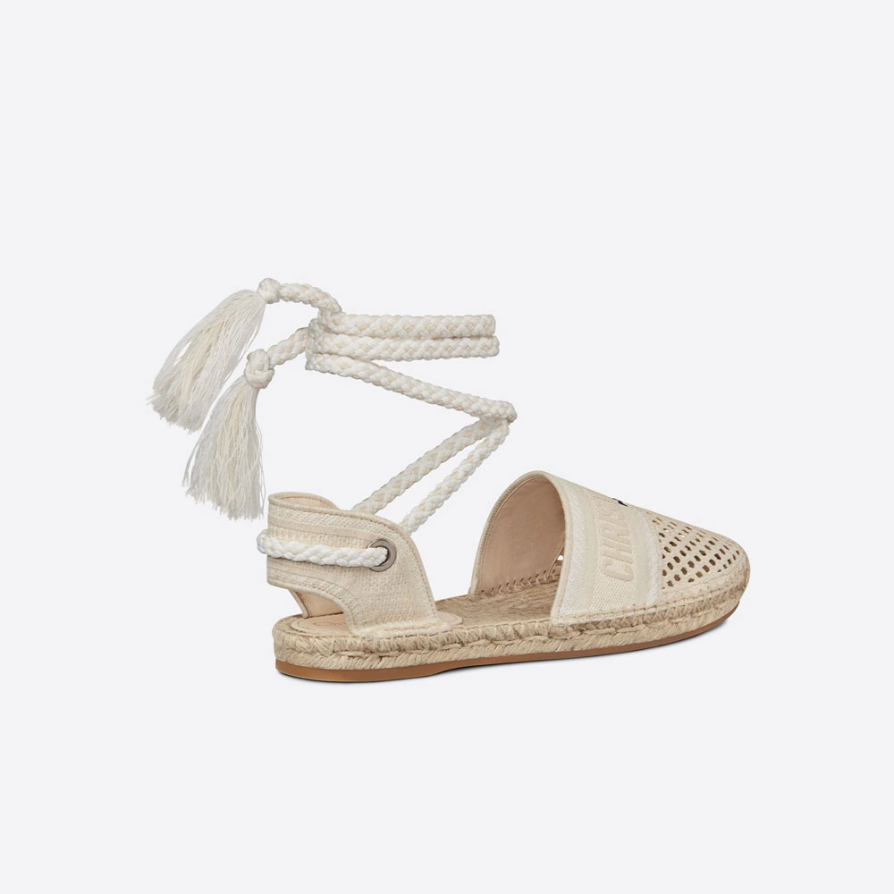 Dior Granville Espadrille with Laces Cream Mesh Embroidery KCB595EMR S33U - Photo-2