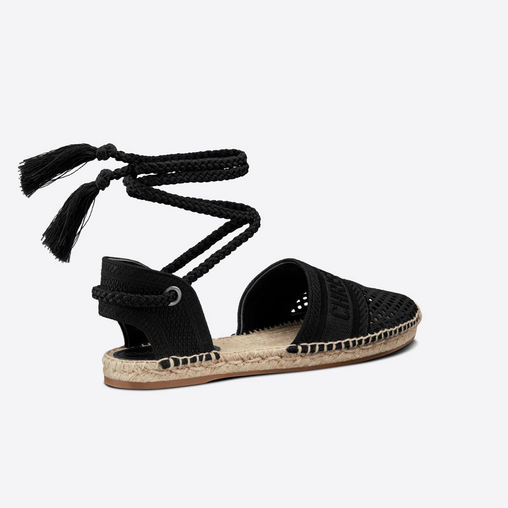 Dior Granville Espadrille with Laces Black Mesh Embroidery KCB595EMR S900 - Photo-2