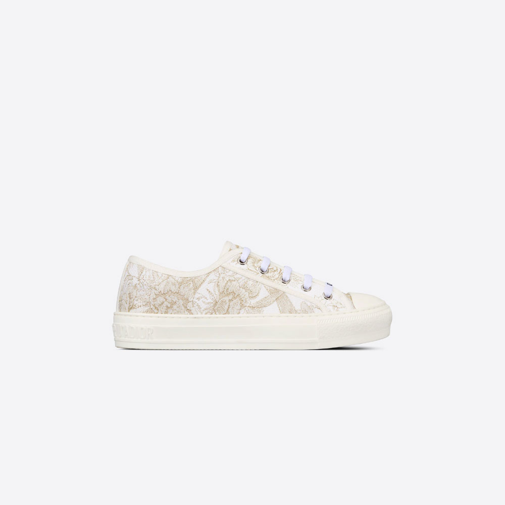 Walk n Dior Sneaker Gold-Tone Cotton Embroidered KCK211JHL S67W