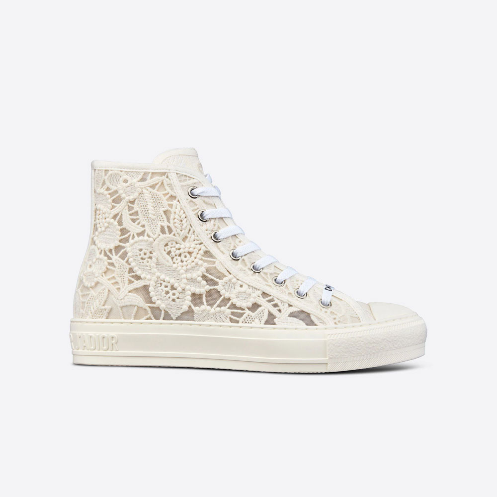 Walk n Dior High-Top Sneaker White Macrame Embroidered Cotton KCK354MCM S03W
