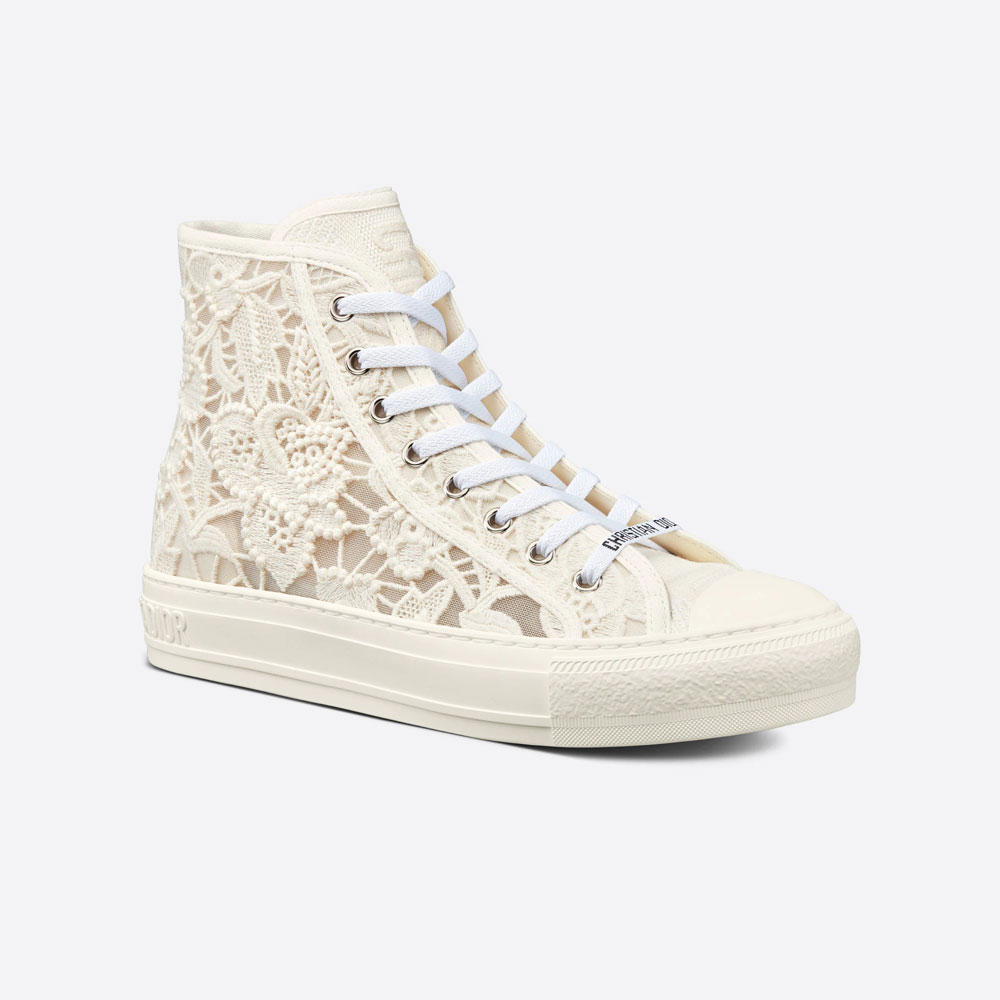 Walk n Dior High-Top Sneaker White Macrame Embroidered Cotton KCK354MCM S03W - Photo-2