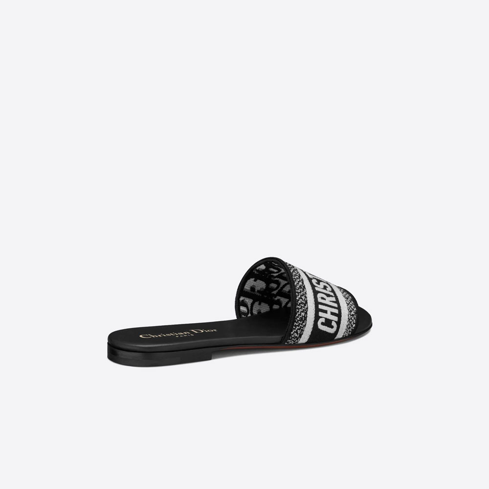 Dior Dway Slide Black and White Embroidered Cotton KCQ166ERC S11X - Photo-2