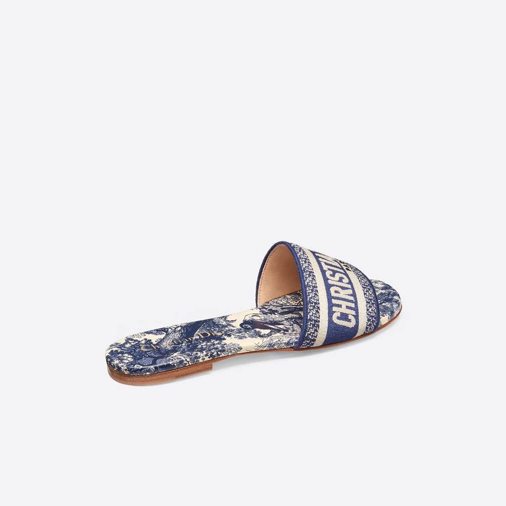 Dior Dway Slide Blue Cotton Embroidery KCQ209TJE S72B - Photo-2
