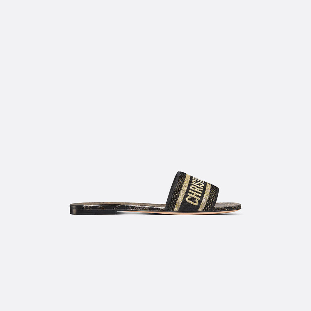 Dior Dway Slide Black Gold-Tone Velvet KCQ308JHV S21X