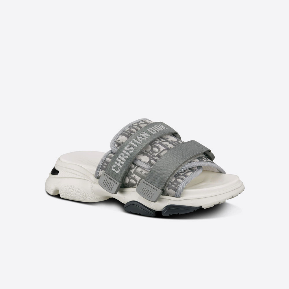 D-Wander Slide Gray Technical Fabric with Dior Oblique Print KCQ351OBY S33G - Photo-2