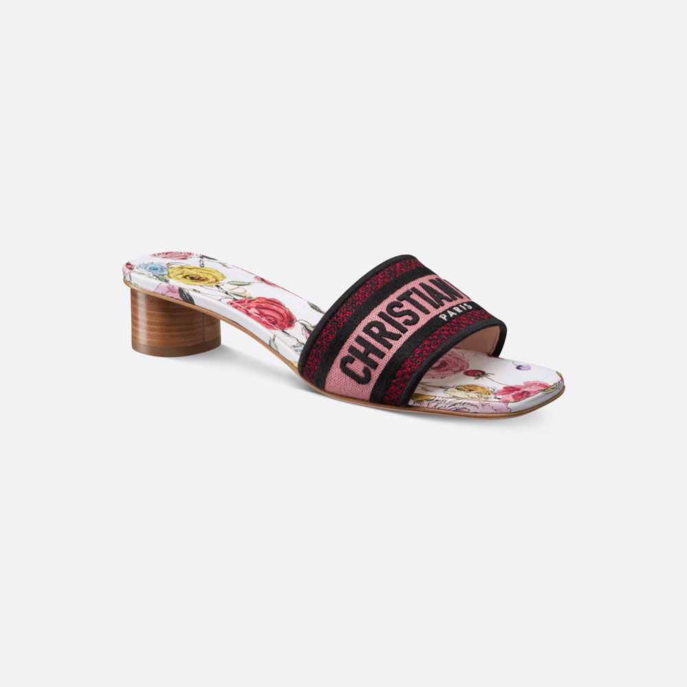 Dior Dway Heeled Slide Florilegio Embroidered Cotton KCQ902FCE S43L