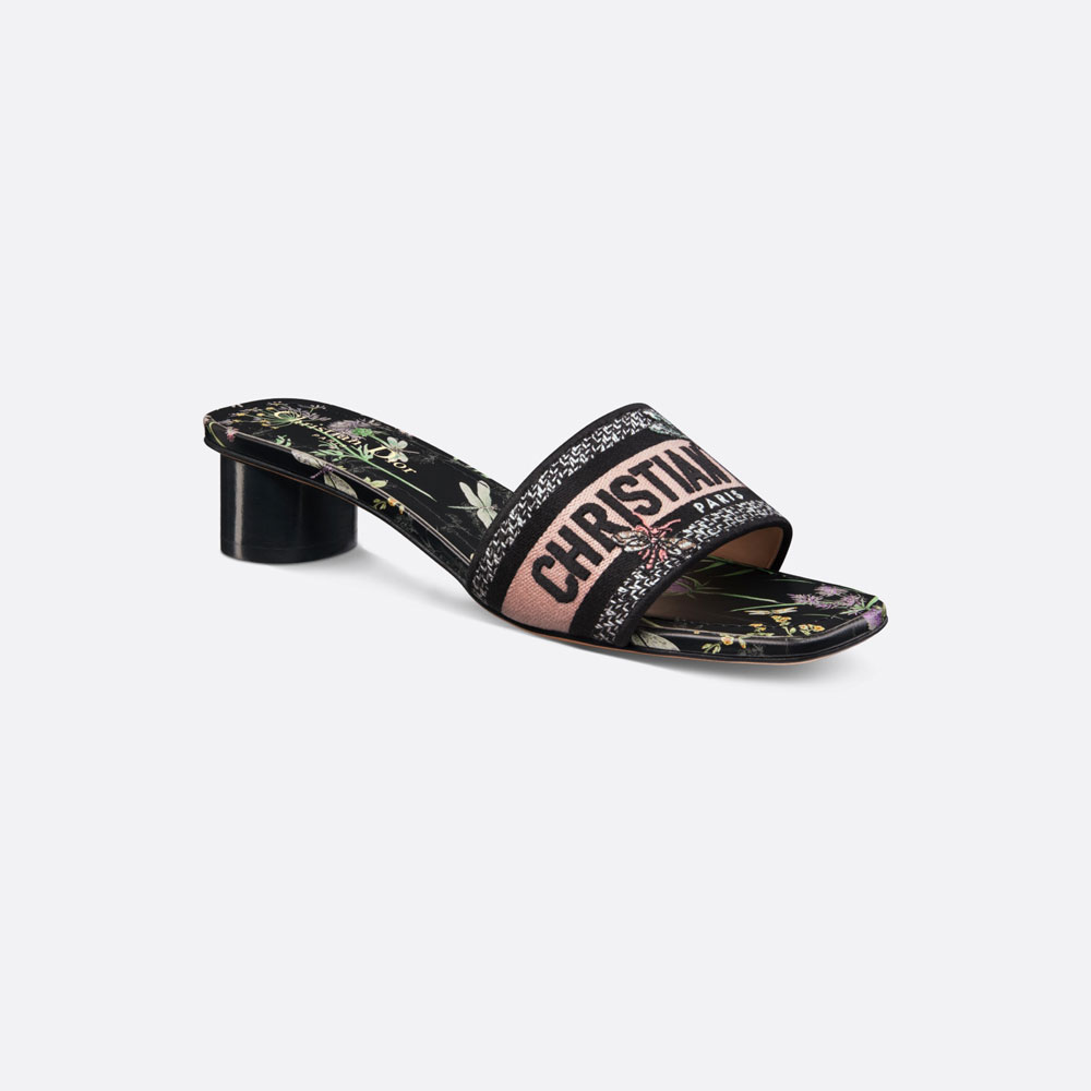 Dway Heeled Slide Cotton Embroidered Dior Herbarium Motif KCQ902HRB S26X