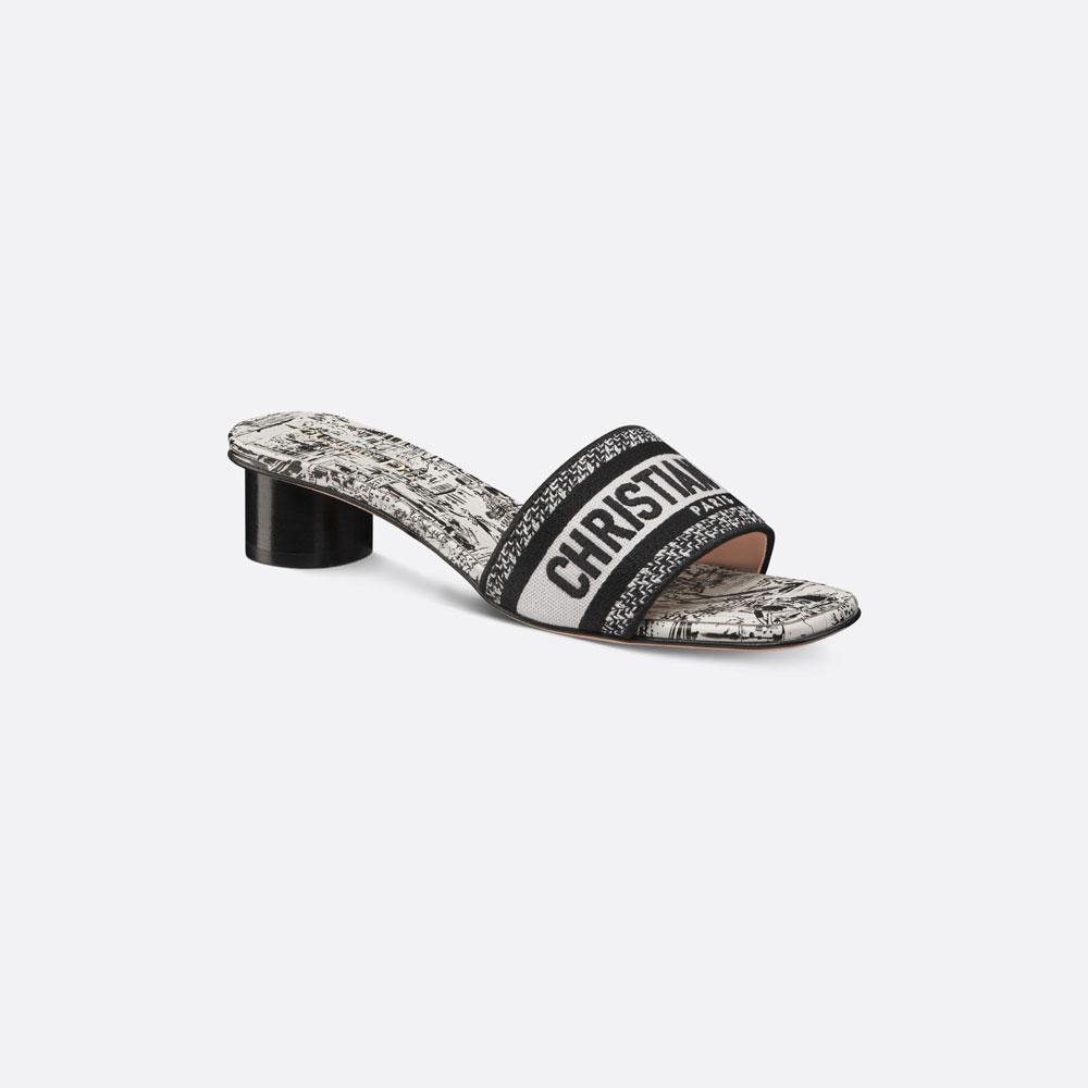 Dior Dway Heeled Slide Cotton Embroidered KCQ902PSG S19W