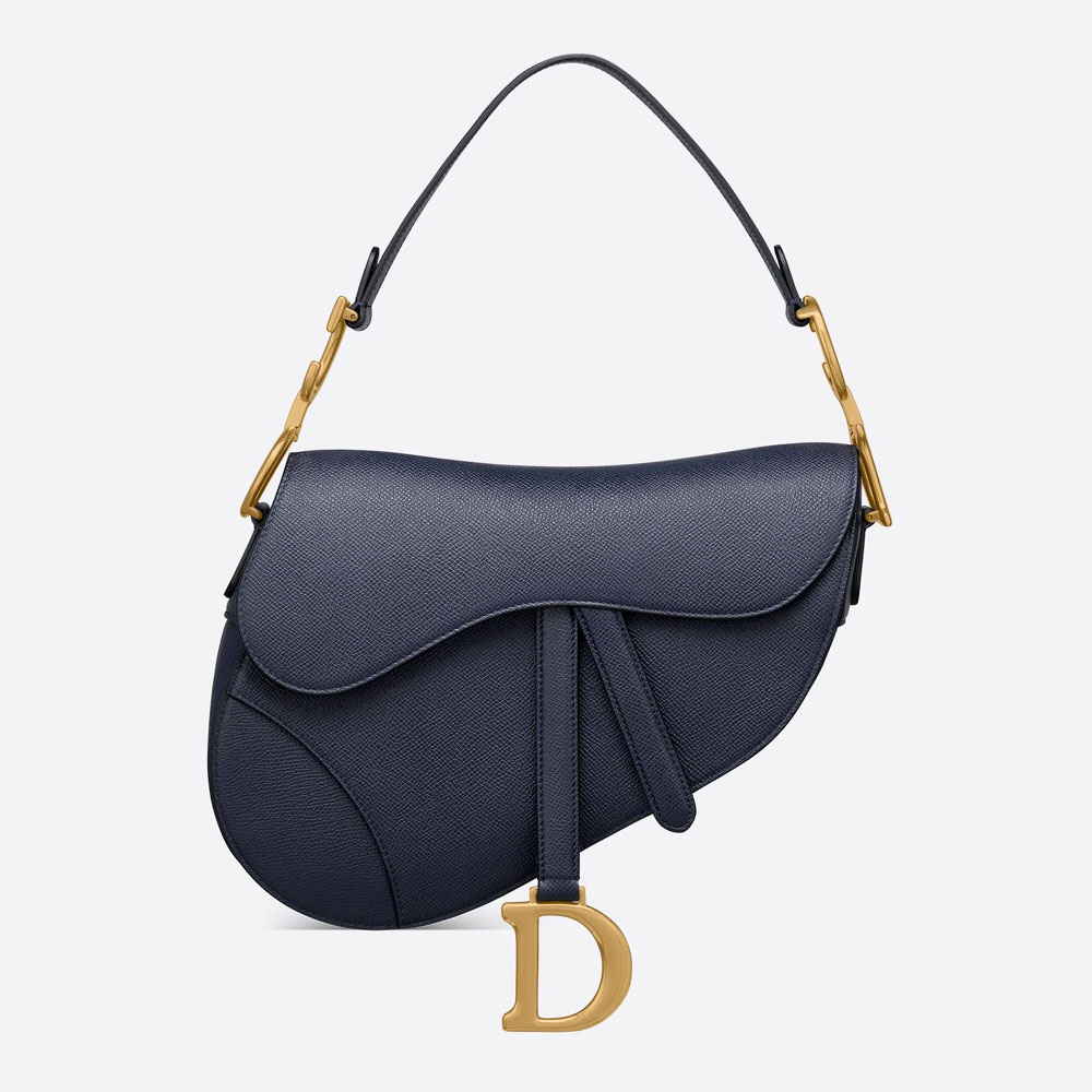 Dior Saddle Bag Indigo Blue Grained Calfskin M0446CBAA M85B