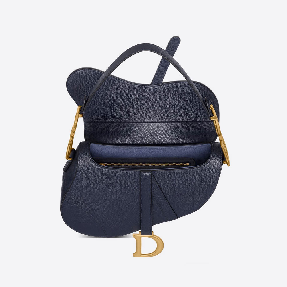 Dior Saddle Bag Indigo Blue Grained Calfskin M0446CBAA M85B - Photo-2