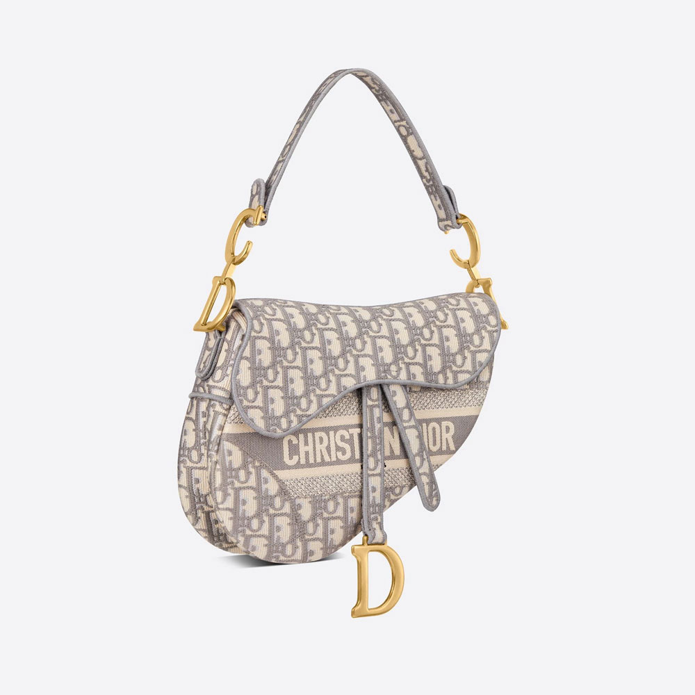 Saddle Bag Gray Dior Oblique Embroidery M0446CRIW M932 - Photo-2