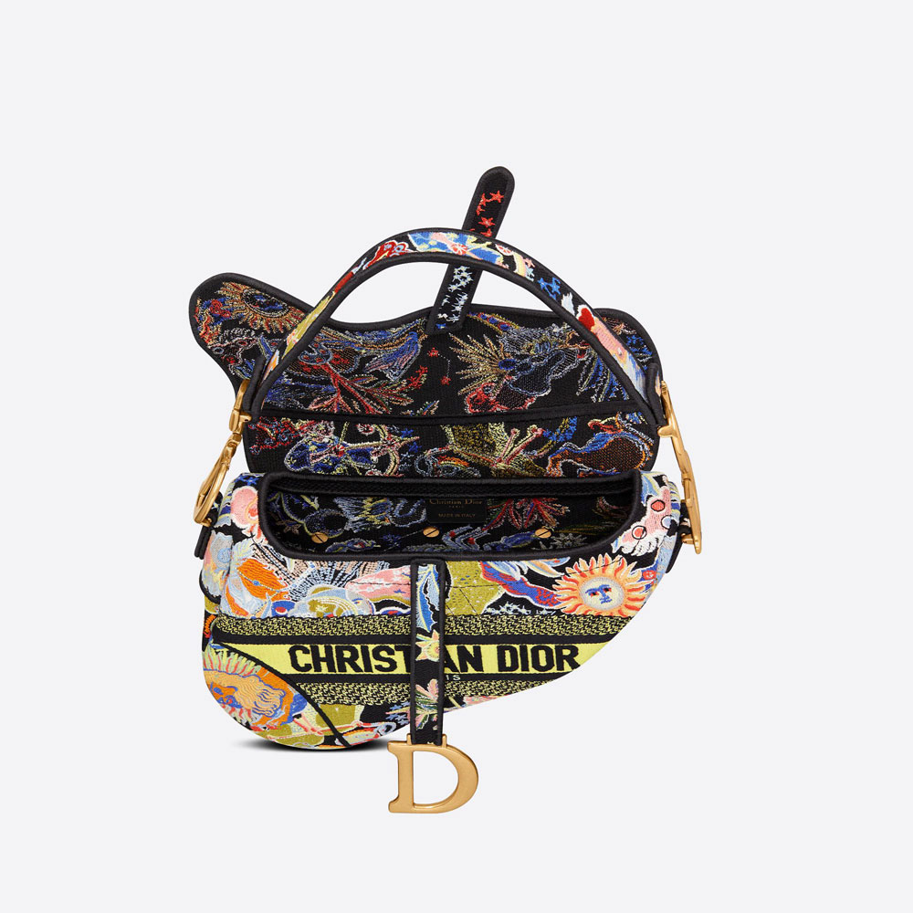 Saddle Bag Black Dior Zodiac Fantastico Embroidery M0446CRVK M911 - Photo-3
